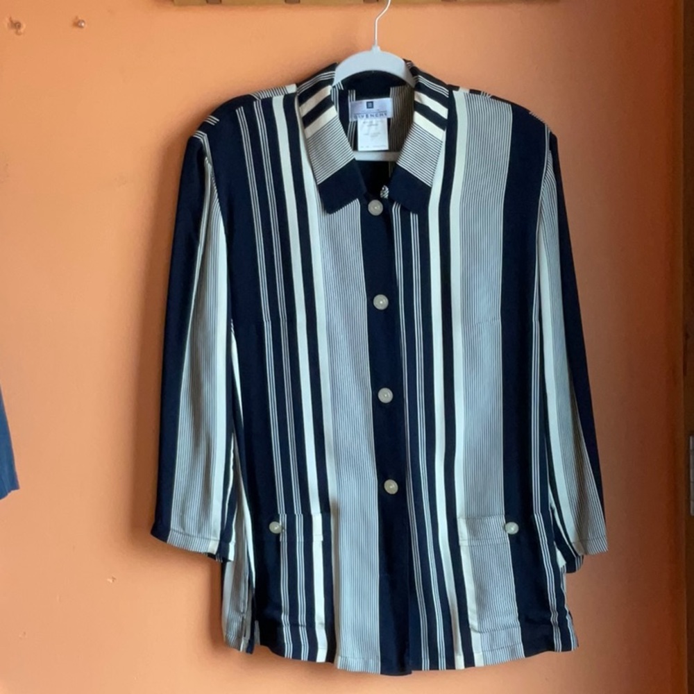 Vintage GIVENCHY COLLECTION STRIPED Lightweight Jacket Top szXL